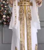 White Golden Embroidered Stitched Kaftan with Heavy Handwork Zari work Suited for Every Occasion