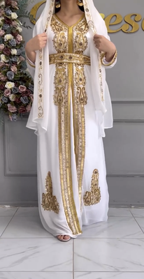 White Golden Embroidered Stitched Kaftan with Heavy Handwork Zari work Suited for Every Occasion 2