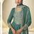 green chinon silk embroidered designer plazzo suit