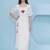 Women's  machine embroidery white drape dress