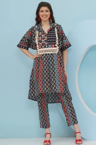 Women's  embellishment ikkat kafttan set