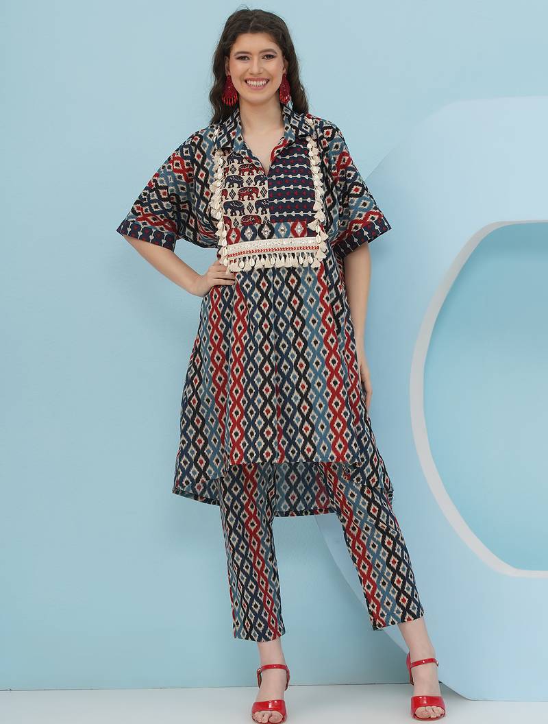 Women's  embellishment ikkat kafttan set