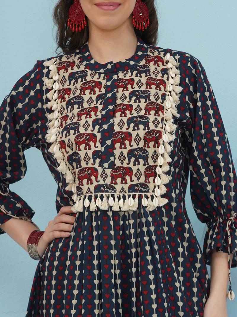 Women's  embellishment blue printed coord set