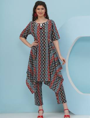 Women's  embellishment ikkat printed coord set 1