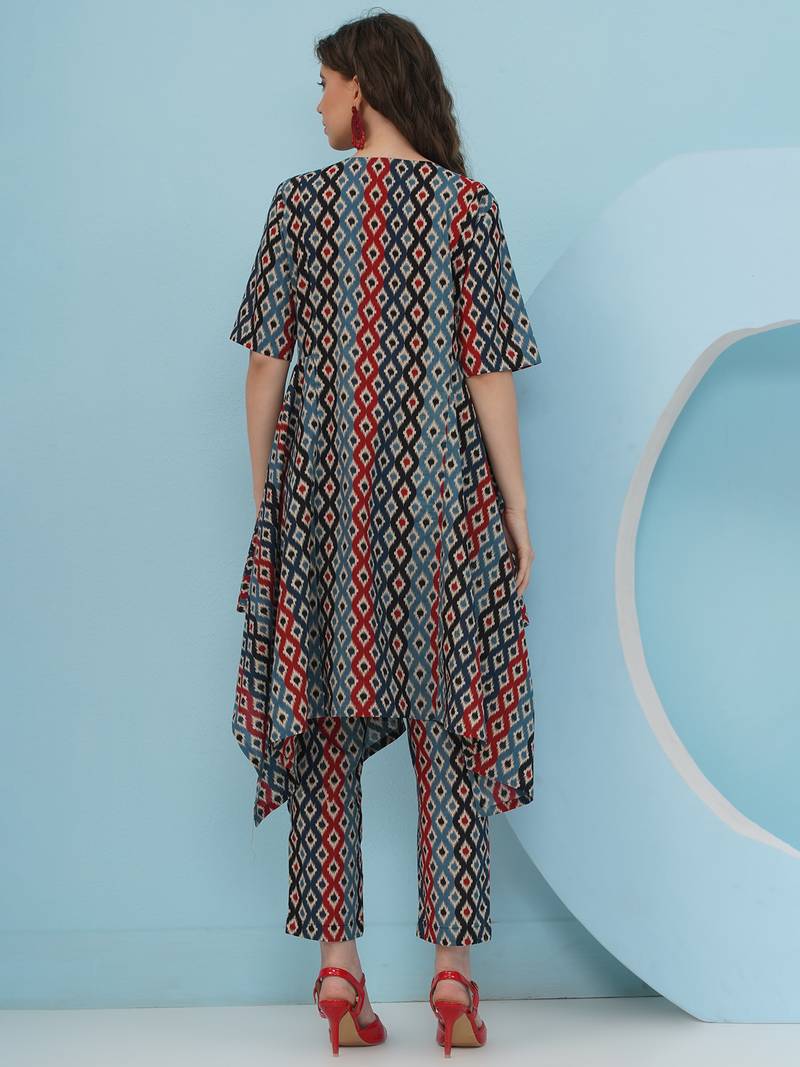 Women's  embellishment ikkat printed coord set