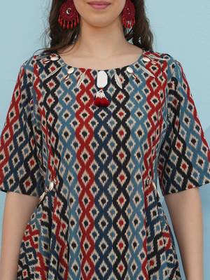 Women's  embellishment ikkat printed coord set 3