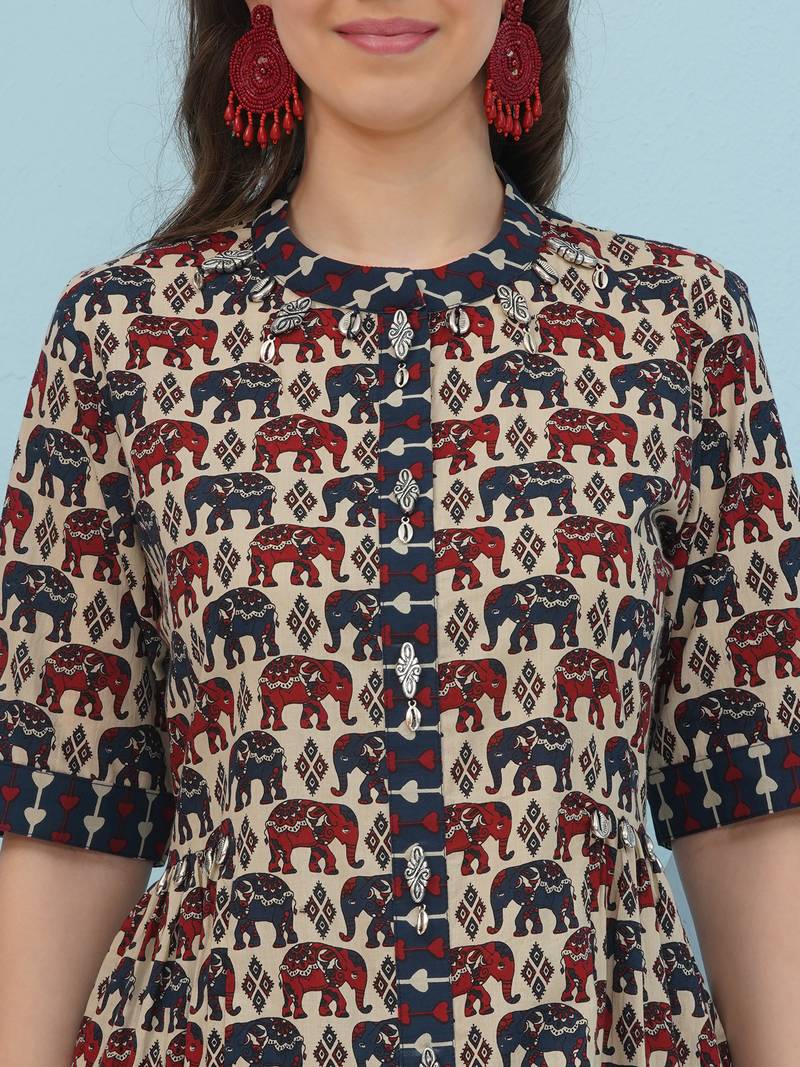 Women's  embellishment elephant printed coord set