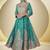 Turquoise chinon silk embroidered designer anarkali suit