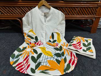 White Multicolor Floral Cotton Co-Ord Set 4