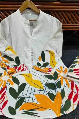 White Multicolor Floral Cotton Co-Ord Set