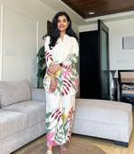 White Multicolor Floral Cotton Co-Ord Set