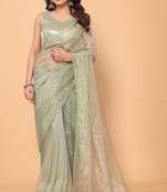 Fancy Net Party Wear Saree With Sequence Blouse