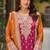 Pink chinon silk embroidered designer plazzo suit