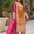Orange chinon silk embroidered designer Palazzo suit