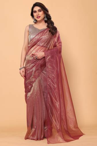 Fancy Net Party Wear Saree With Sequence Blouse