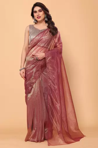 Fancy Net Party Wear Saree With Sequence Blouse