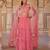 Pink printed chiffon lehenga set