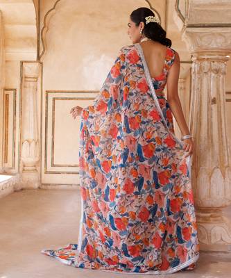 Multi colour printed georgette lehenga set 4