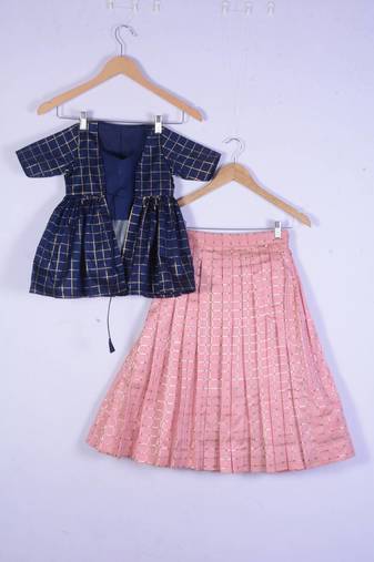 Everwillow Girl Blue And Peach Lahenga Choli Set