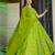 Parrot green heavy rayon fully flared digital printed anarkali gown with georgette dupatta