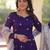 Purple star georgette zari sequins embroidered flared gown with heavy dupatta