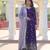 Purple star georgette zari sequins embroidered flared gown with heavy dupatta