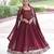 Maroon vichitra silk sequins embroidered flared gown with heavy dupatta