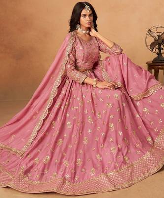 pink organza lehenga set with choli and dupatta with 2