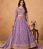Lavender Organza Semi Stitched Lehenga Choli with Heavy Embroidery Work