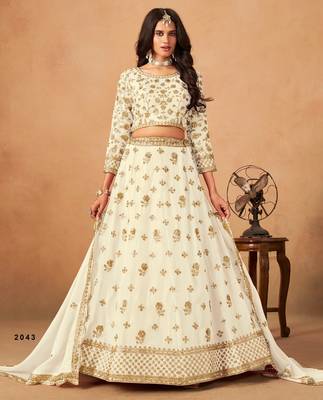 white organza lehenga set with choli and dupatta 1
