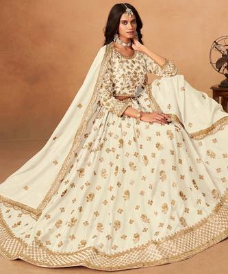 white organza lehenga set with choli and dupatta 2