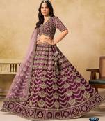 Purple Art Silk Semi Stitched Lehenga Choli with Heavy Embroidery Work