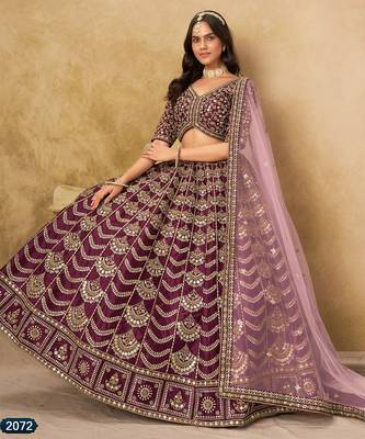 purple art silk blend lehenga set with choli and dupatta 2