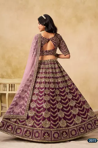purple art silk lehenga set with choli and dupatta