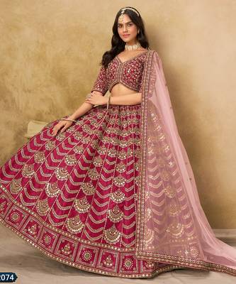 maroon art silk blend lehenga set with choli and dupatta 2