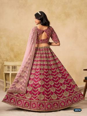 maroon art silk blend lehenga set with choli and dupatta 3