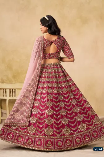 maroon art silk lehenga set with choli and dupatta