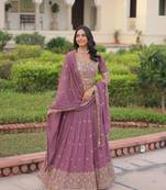 Women's Lehenga Made With Faux Georgette With Embroidery work Blouse and Designer Embroidered work Dupatta