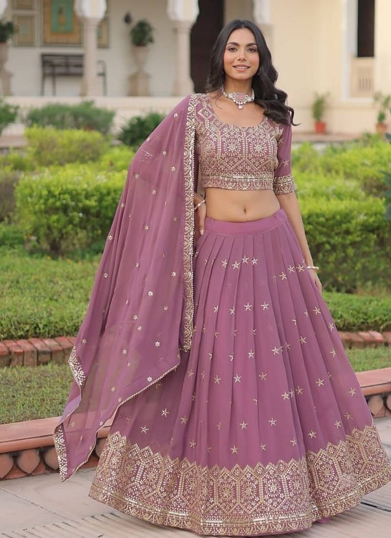 Women's Lehenga Made With Faux Georgette With Embroidery work Blouse and Designer Embroidered work Dupatta