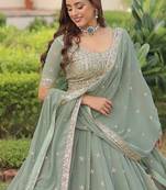 Women's Lehenga Made With Faux Georgette With Embroidery work Blouse and Designer Embroidered work Dupatta