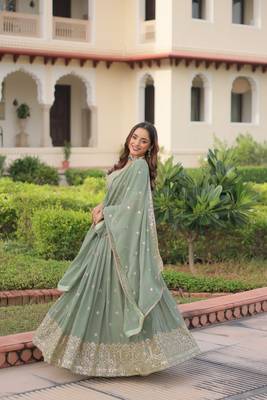 Women's Lehenga Made With Faux Georgette With Embroidery work Blouse and Designer Embroidered work Dupatta 4