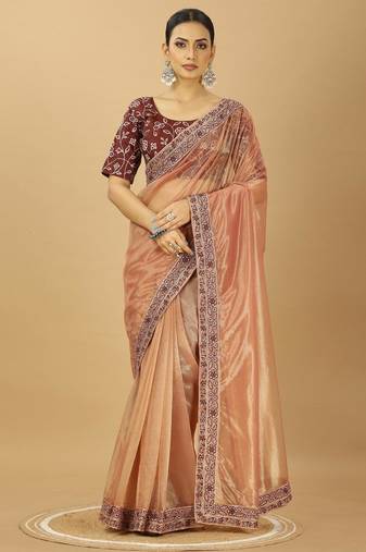 Party Wear Designer Net Saree With Embroidery Border and Blouse