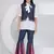 Ladies ethnic white denim shara with shirt and jacket