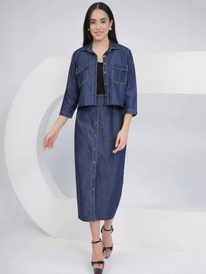 Ladies ethnic black denim skirt with inner and jacket 1