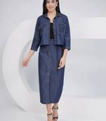 Ladies ethnic black denim skirt with inner and jacket