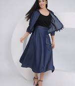 Ladies ethnic black denim a line skirt with inner and jacket