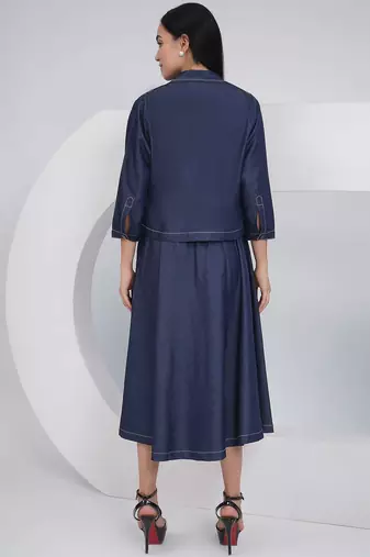 Ladies ethnic black denim a line skirt with inner and jacket