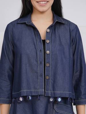 Ladies ethnic black denim a line skirt with inner and jacket 3