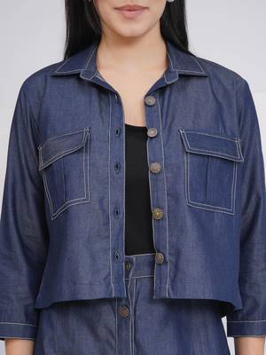 Ladies ethnic black denim skirt with inner and jacket 3