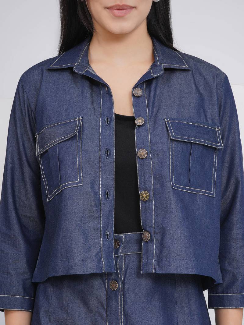 Ladies ethnic black denim skirt with inner and jacket